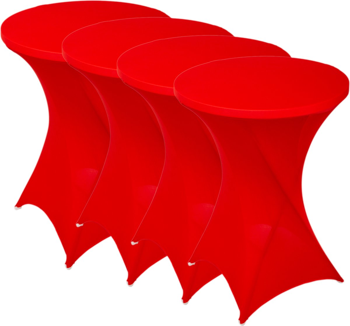 Statafelrok Rood x 4 – ∅80-85 x 110 cm – Stretch 4 stuks –   voor Statafel – Geschikt voor Horeca Evenementen | Sta Tafel Hoes | Staantafelhoes | Cocktailparty | Trouwerij